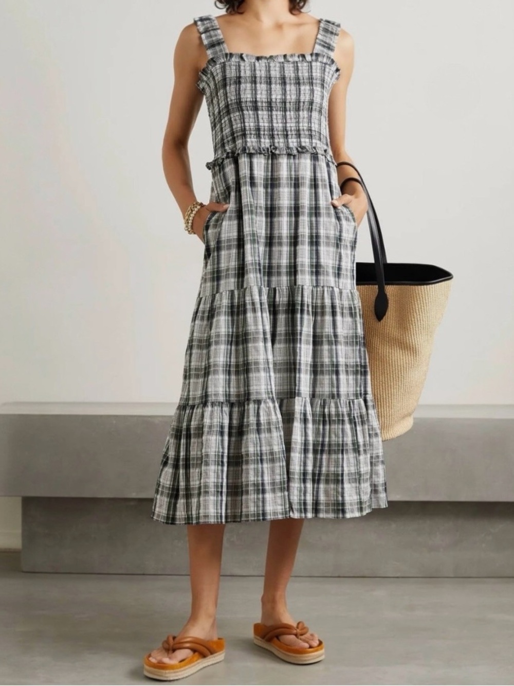 Veronica Beard Ziada Plaid Midi Dress Size 4